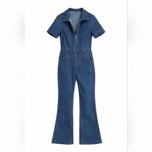 XL Denim Jumpsuit with Short Sleeves
